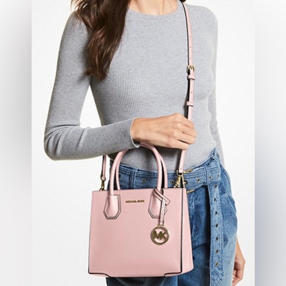 NWT Bundle of MICHAEL KORS Mercer Med Crossbody satchel Tea Rose with ID Wallet - Picture 6 of 13
